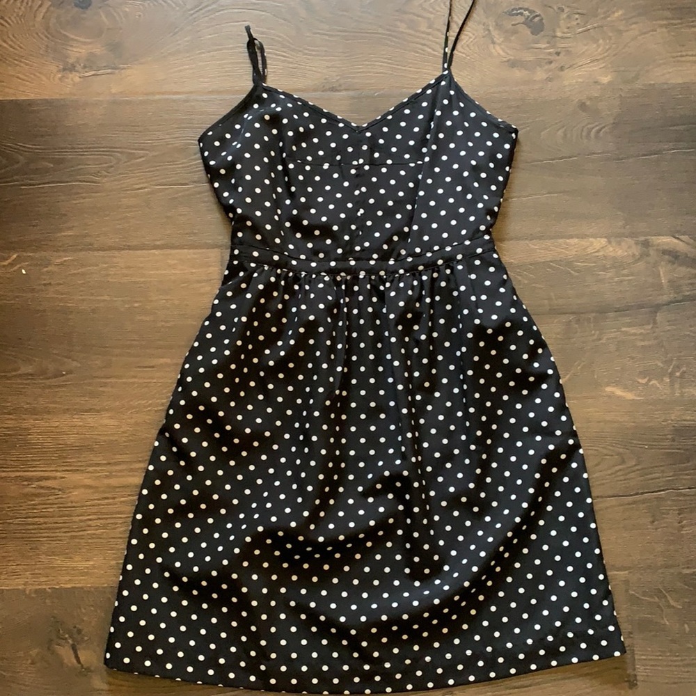 Black polka dot J. Crew dress
